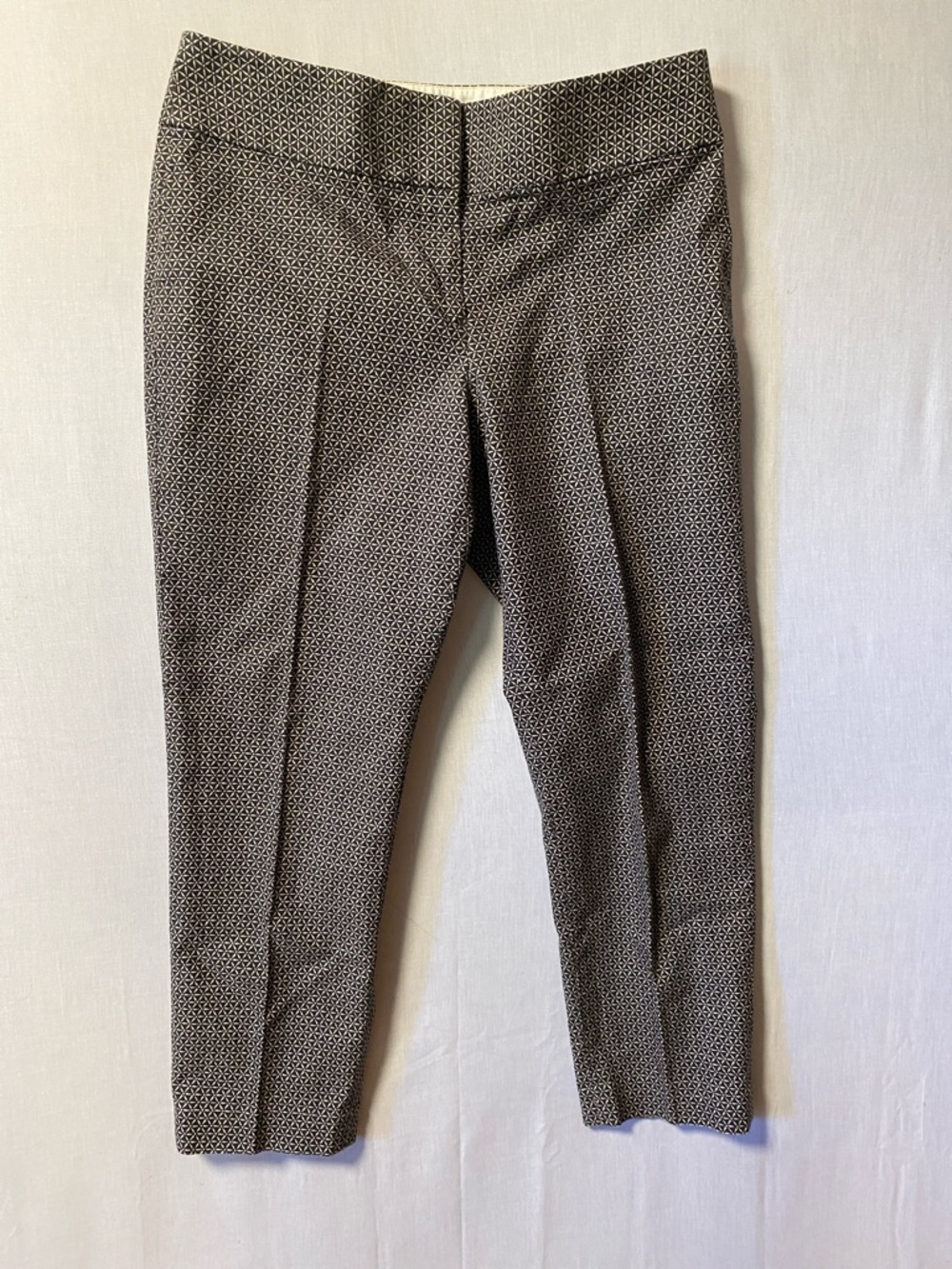 LOFT Julie Ankle Pants in Black and Cream Geometric Print